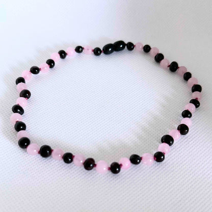 Molasses Amber & Rose Quartz-5.5" clasp