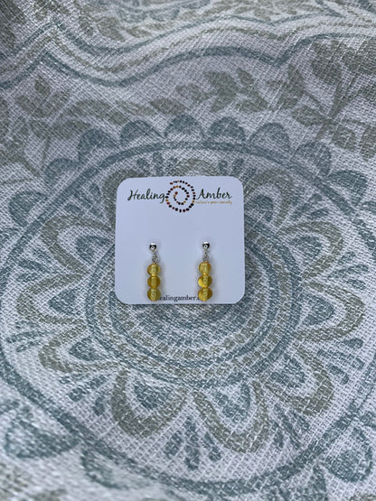 Sterling Silver-Gold Amber-Stud Earrings