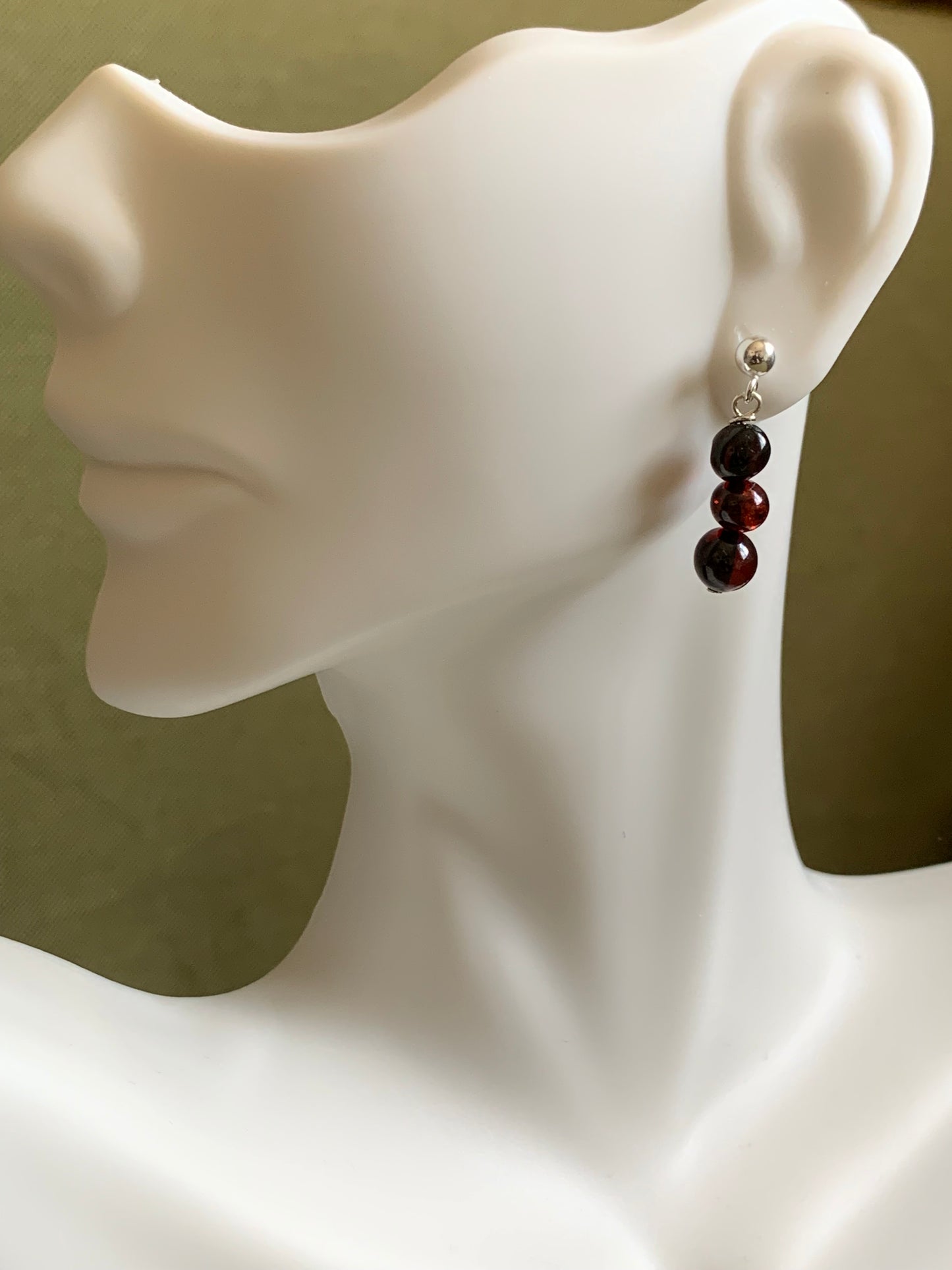 Sterling Silver-Molasses Amber-Stud Earrings