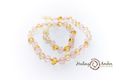 Gold Amber & Rose Quartz-13 inch