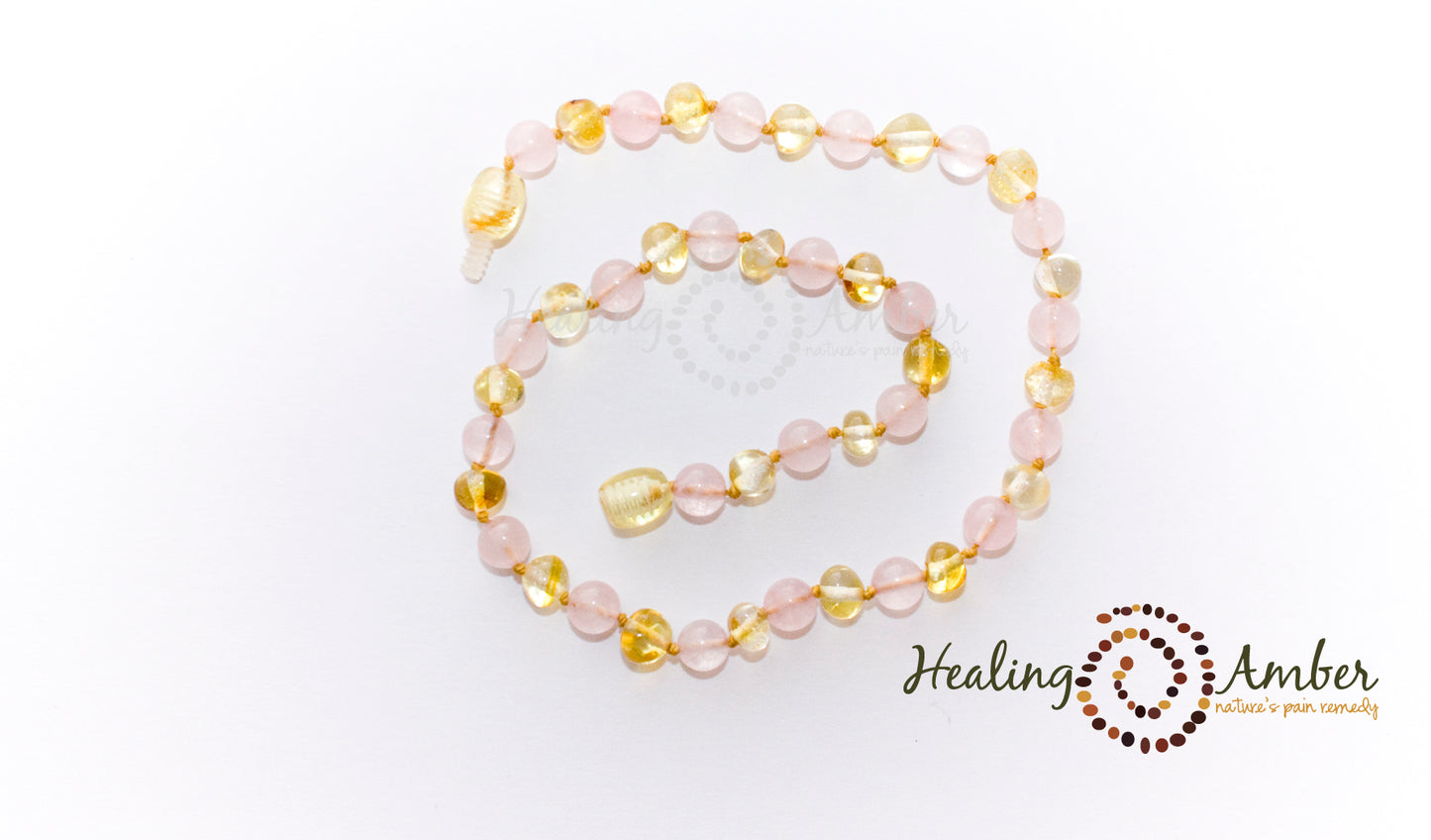 Gold Amber & Rose Quartz-11 inch