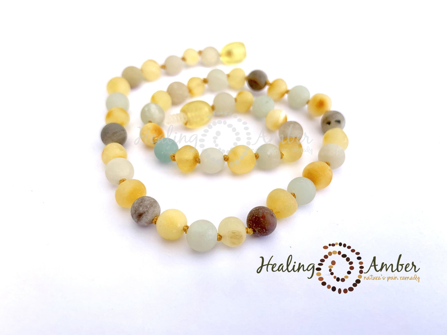 Raw Gold Amber & Amazonite Gemstone-11 inch