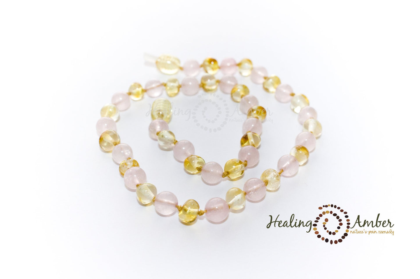 Gold Amber & Rose Quartz-9" clasp